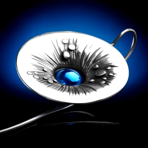 Duże srebrne kolczyki z oczkiem z niebieskiego tytanu