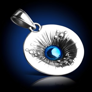 Duży srebrny wisior z oczkiem z niebieskiego tytanu